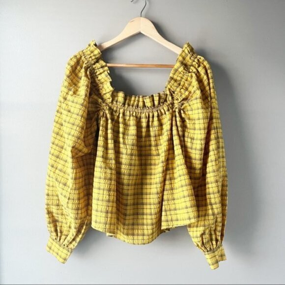 SELECTED Femme | Nwt Yellow Plaid Blouse - Picture 9 of 13